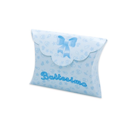 Scatolina portaconfetti Battesimo baby carta 10 x 8 x 3 cm celeste Big Party conf.25 pezzi