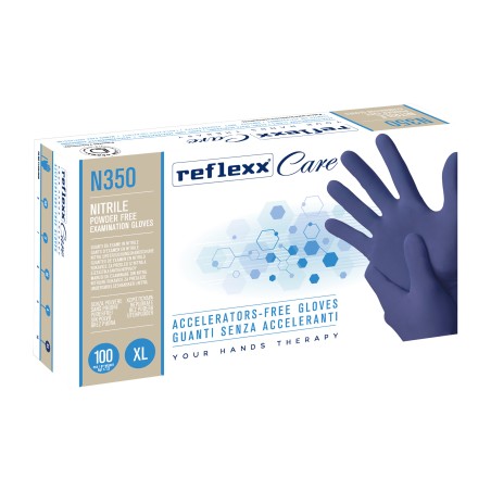 Guanti nitrile ipoallergenici N350 senza acceleranti taglia XL blu Reflexx conf. 100 pezzi