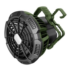 Ventilatore portatile da campeggio con luce LED diametro 10 cm 16 x 14 x 16