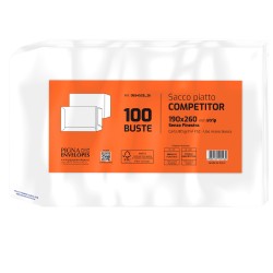 Busta a sacco Competitor FSC® strip adesivo 19 x 26 cm 80 gr bianco Pigna conf. 100 pezzi