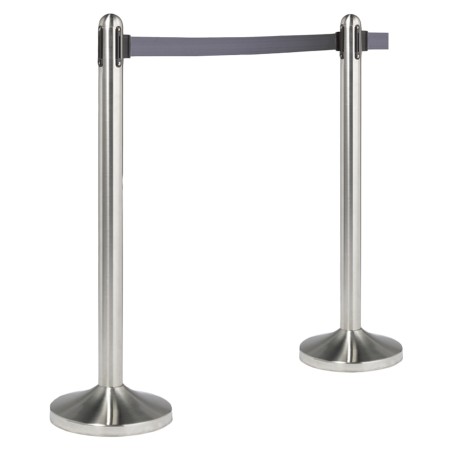 Colonnina segnapercorso cromata altezza 100 cm nastro retrattile grigio da 210 cm Securit