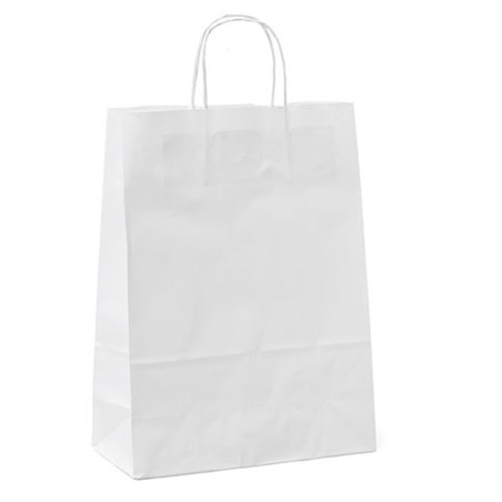 Shopper maniglie cordino 22 x 10 x 29 cm carta kraft bianco Mainetti Bags conf. 25 pezzi