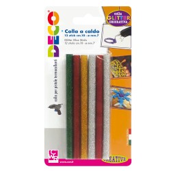 Colle stick per pistole mini glitter assortiti ø 7mm lunghezza 10 cm Deco conf. 12 pezzi