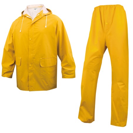 Completo impermeabile EN304 giacca + pantalone poliestere/PVC taglia XL giallo Deltaplus