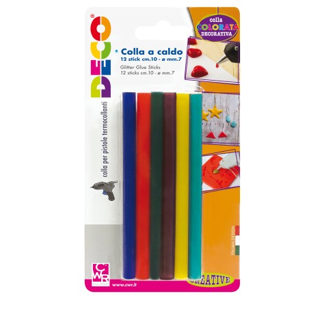 Colle stick per pistole mini colori assortiti ø 7 mm lunghezza 10 cm Deco conf. 12 pezzi