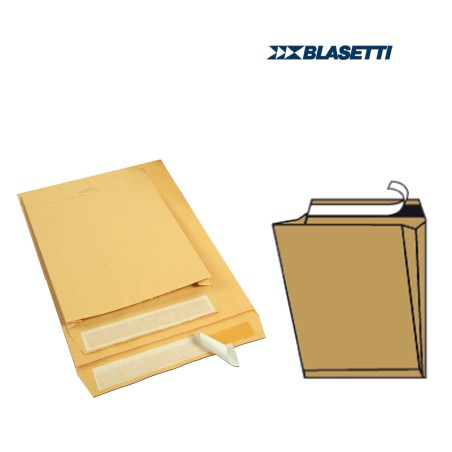 Busta a sacco Mailpack soffietti laterali fondo preformato strip adesivo 25 x 35,3 x 4 cm 120 gr avana Blasetti conf. 10 pezzi