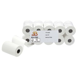 Rotolo per POS e carte di credito 57mm x 20 m diametro esterno 40mm anima 12mm 55 gr carta termica BPA free Sabacart 10 pezzi