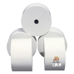 Rotolo per distributori self service 57 mm x 130 m diametro esterno 100 mm anima 12 mm 55 gr carta termica BPA free Sabacart