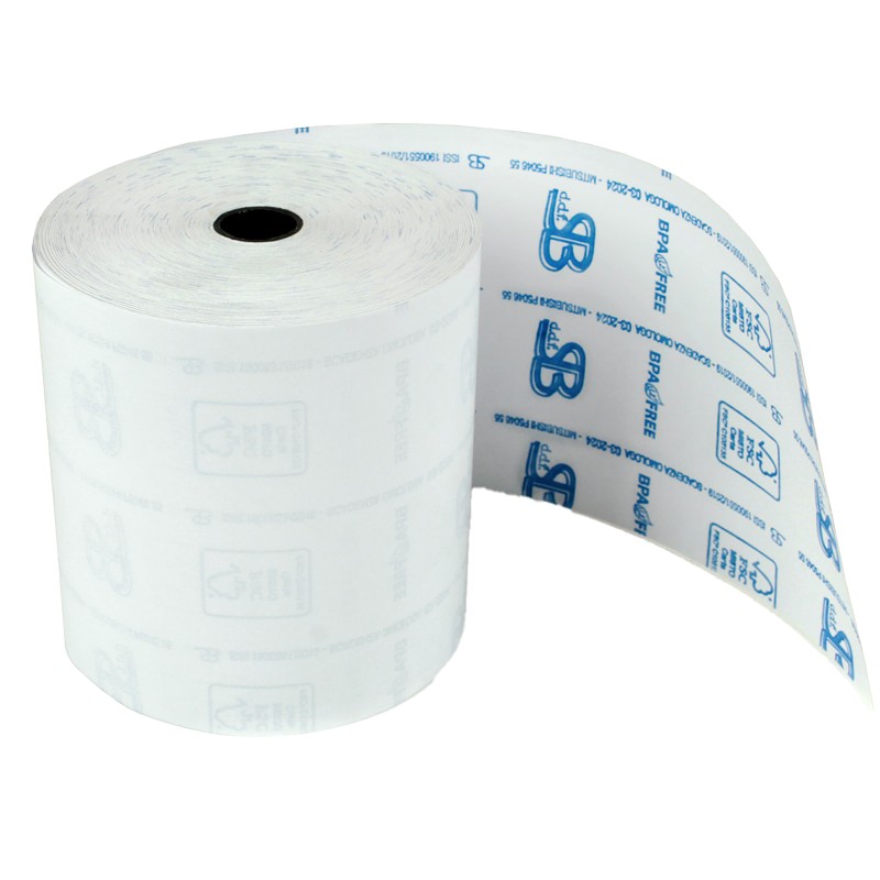 Rotolo registratore cassa 80 mm x 40 m diametro esterno 55 mm anima 12 mm 55 gr carta termica BPA free Sabacart 10 pezzi