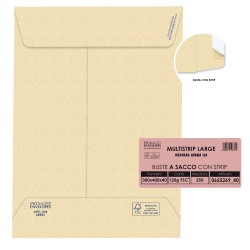 Busta a sacco Multi Strip Large soffietti laterali strip adesivo 30 x 40 x 4 cm 120 gr carta riciclata FSC avana Pigna