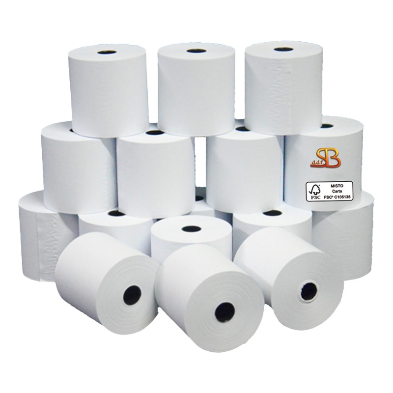 Rotolo per calcolatrici 57 mm x 35 m diametro esterno 60 mm anima 12 mm 60 gr carta neutra Sabacart blister 10 pezzi