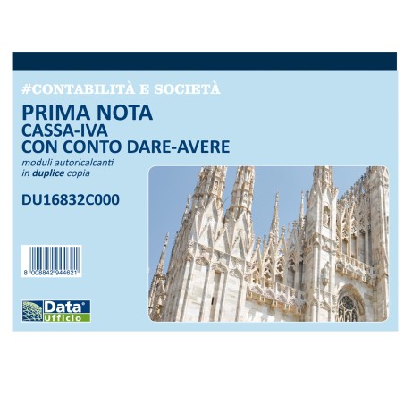 Blocco prima nota cassa/IVA c/conto (dare/avere) 50/50 copie autoricalcanti 21