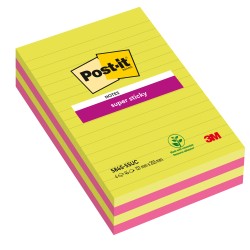 Blocco foglietti Post it® Super Sticky rettangolari 58454SSUC a righe 127 x 203 mm colori Ultra 45 fogli Post it®