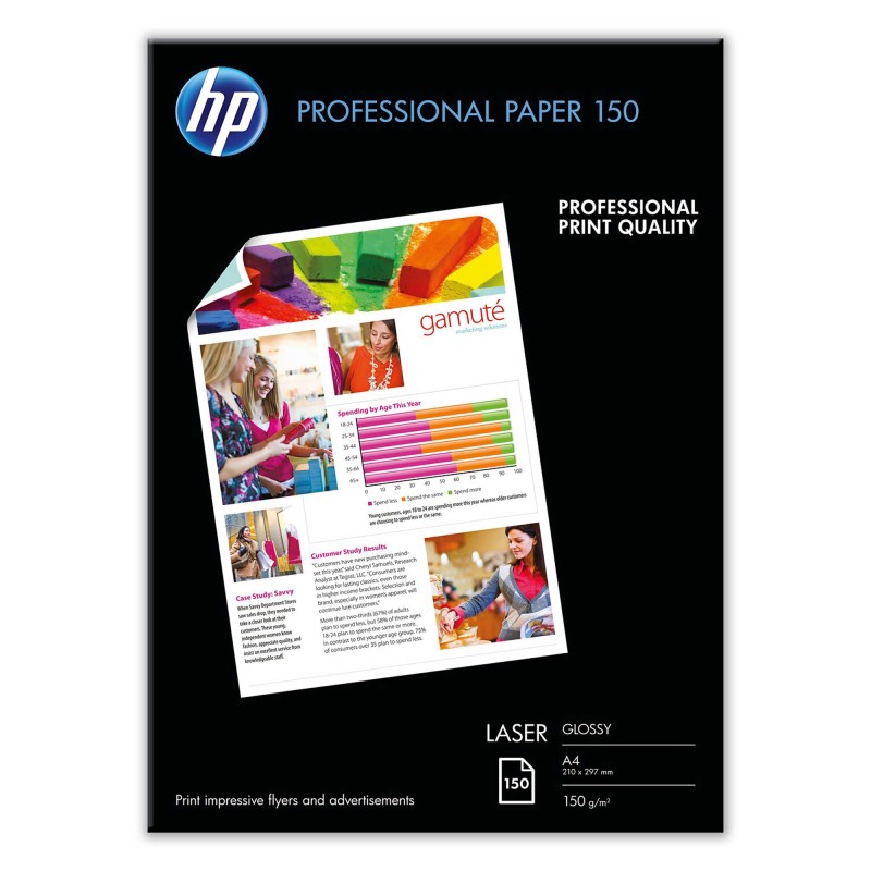 Hp Confezione da 150 Fogli Carta originale professionale per stampe laser lucida 150 g/m² A4 210 x 297 mm CG965A