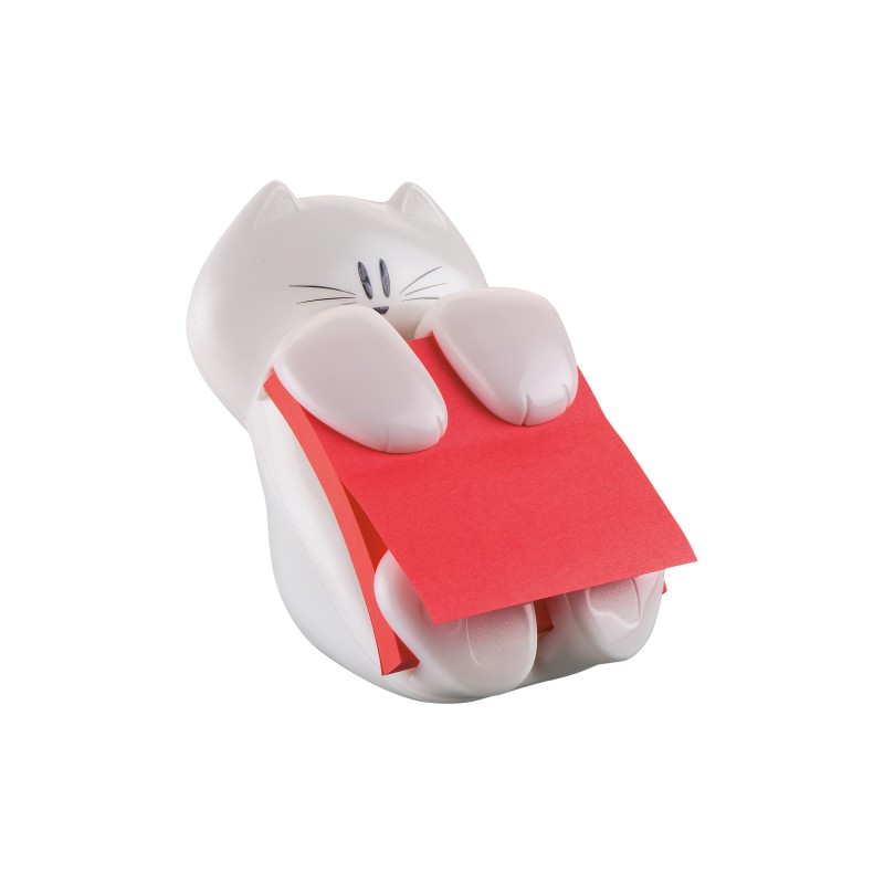 Dispenser gatto bianco + ricarica Post it® Super Sticky Z Notes rosso rubino CAT330 76 x 76 mm 90 fogli Post it®