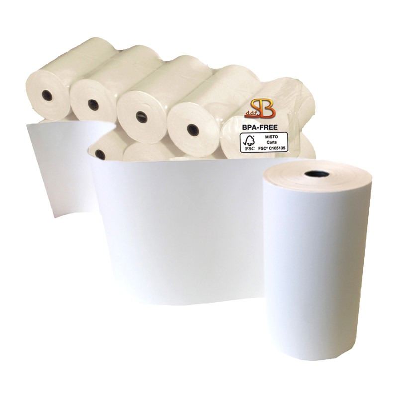 Rotolo per calcolatrici e stampanti 110mm x 30 m diametro esterno 49mm anima 12mm 55 gr carta termica BPA free