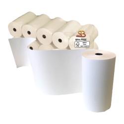 Rotolo per calcolatrici e stampanti 57mm x 25 m diametro esterno 45mm anima 12mm 55 gr carta termica BPA free