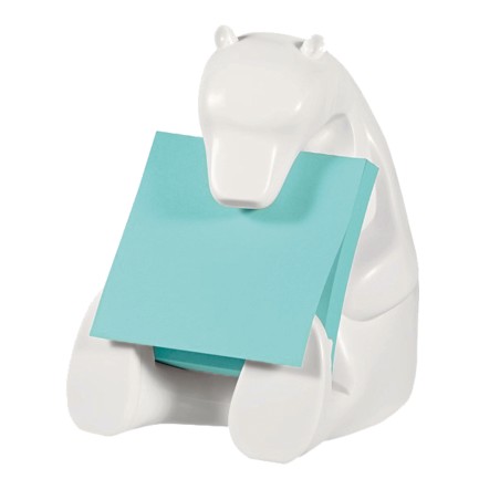 Dispenser orso bianco + ricarica Post it® Super Sticky Z Notes azzurro BEAR330 76 x 76 mm 90 fogli Post it®