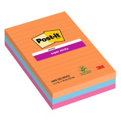 Blocco Post it® Super Sticky 46903SSBOOS a righe 101 x 152 mm colori Boost 90 fogli Post it® conf. 3 pezzi