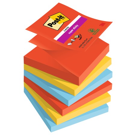 Blocco Post it® Super Sticky Z Notes R3306SSPLAY 76 x 76 mm colori Playful 90 fogli Post it® conf. 6 pezzi