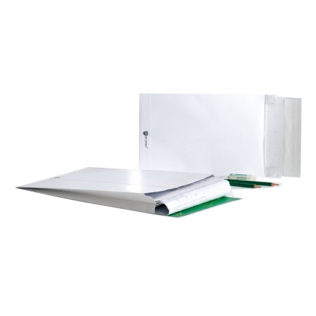 Buste a sacco Securitex con soffietti C4 22,9 x 32,4 x 3,8 cm 130 gr bianco Bong Packaging conf. 100 pezzi