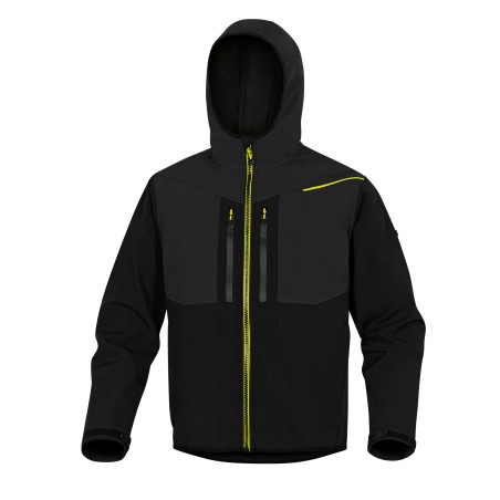 Giacca Softshell Horten tessuto Softshell/poliestere/elastan con cappuccio taglia XL nero/giallo Deltaplus