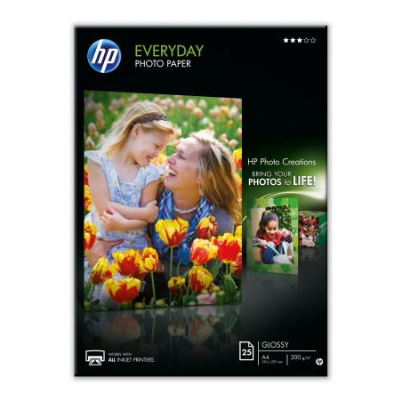 Hp Confezione da 25 Fogli Carta originale fotografica lucida Hp Everyday per inkjet A4 210 x 297 mm Q5451A