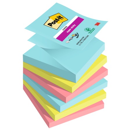 Blocco Post it® Super Sticky Z Notes R3306SSCOS 76 x 76 mm colori Cosmic 90 fogli Post it® conf. 6 pezzi