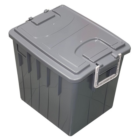 Cassa multiuso con coperchio e manici 38 x 28 x 30 cm 20 L PP grigio scuro/grigio chiaro Mobil Plastic