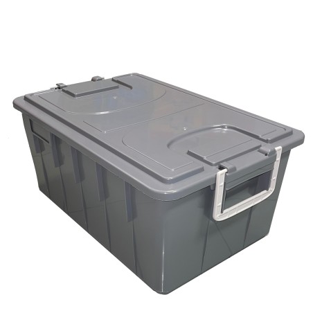 Cassa multiuso con coperchio e manici 58 x 38 x 26 cm 40 L PP grigio scuro/grigio chiaro Mobil Plastic