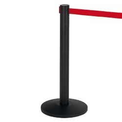 Colonnina segnapercorso Alfa nera altezza 95 cm nastro retrattile rosso da 200 cm Medial International