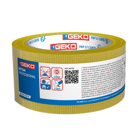 Nastro mascheratura telato BETON per esterni e superfici ruvide 5 cm x 50 m giallo Geko conf. 3 pezzi