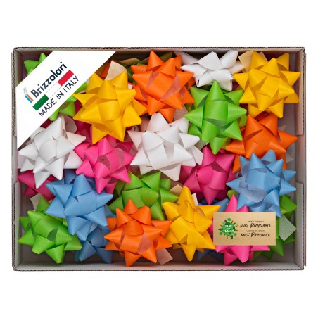 Stelle di nastro similpaper 10 mm x diam. 5 cm colori assortiti primavera Brizzolari conf. 100 pezzi