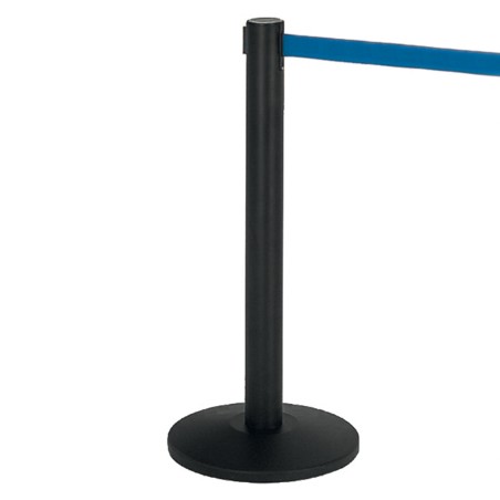 Colonnina segnapercorso Alfa nera altezza 95 cm nastro retrattile blu da 200 cm Medial International