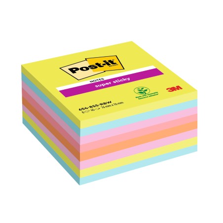 Blocco Post it® Super Sticky 6548SSRBW 76 x 76 mm colori assortiti 450 fogli Post it® conf. 8 pezzi