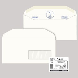 Busta Kami Gommata con finestra 11 x 23 cm 100 gr carta riciclata FSC® bianco Pigna conf. 500 pezzi