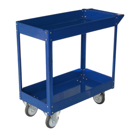 Carrello da lavoro 2 ripiani 84 x 41 x 82 cm portata max 100 kg acciaio verniciato blu Serena Group