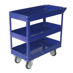 Carrello da lavoro 3 ripiani 84 x 41 x 82 cm portata max 100 kg acciaio verniciato blu Serena Group