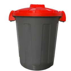 Contenitore portarifiuti Dusty diametro 36 cm altezza 45 cm 25 L coperchio rosso nero Mobil Plastic