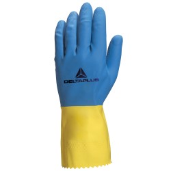 Guanti da lavoro industriale Duocolor 330 lattice floccato cotone taglia 09/10 blu/giallo Deltaplus