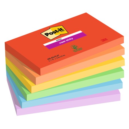 Blocco Post it® Super Sticky 6556SSPLAY 76 x 127 mm colori Playful 90 fogli Post it® conf. 6 pezzi