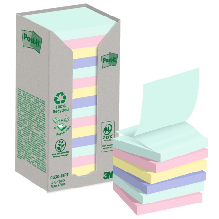 Blocco Post it® ZNotes Green R3301RPT 76 x 76 mm colori pastello 100 fogli Post it® conf. 16 pezzi