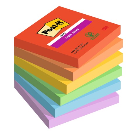 Blocco Post it® Super Sticky 6546SSPLAY 76 x 76 mm colori Playful 90 fogli Post it® conf. 6 pezzi