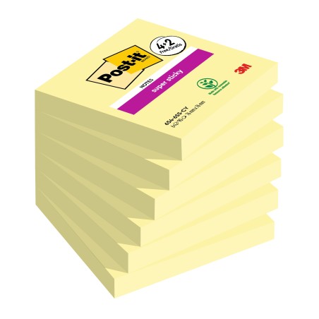 Blocco foglietti Post it® Super Sticky 76 x 76 mm 90 fogli giallo canary Post it® conf. 6 blocchi