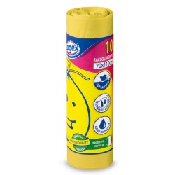 Sacchi per immondizia 70x110 cm 120 L 16 micron giallo Logex Professional rotolo da 10 sacchetti