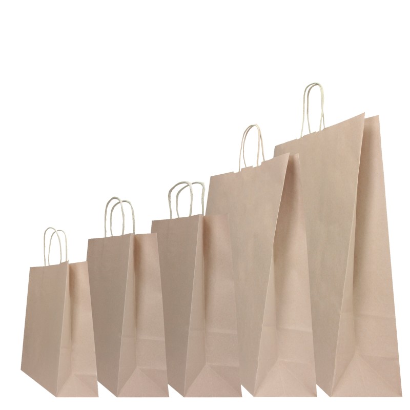 Shopper Twisted maniglie cordino 22 x 10 x 29 cm carta kraft sabbia Mainetti Bags conf. 25 pezzi