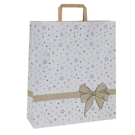 Shoppers maniglie piattina 22 x 10 x 29 cm carta kraft stars bianco Mainetti Bags conf. 25 pezzi