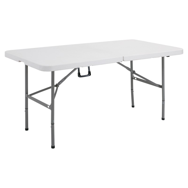 Tavolo rettangolare pieghevole 152 x 76 x 74 cm PE/acciaio verniciato bianco/grigio Serena Group