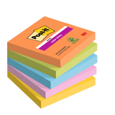 Blocco Post it® Super Sticky 6545SSBOOS 76 x 76 mm colori Boost 90 fogli Post it® conf. 5 pezzi