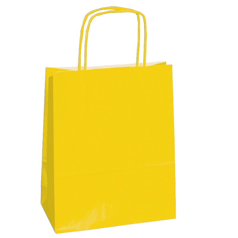 Shopper Twisted maniglie cordino 14 x 9 x 20 cm carta kraft giallo Mainetti Bags conf. 25 pezzi